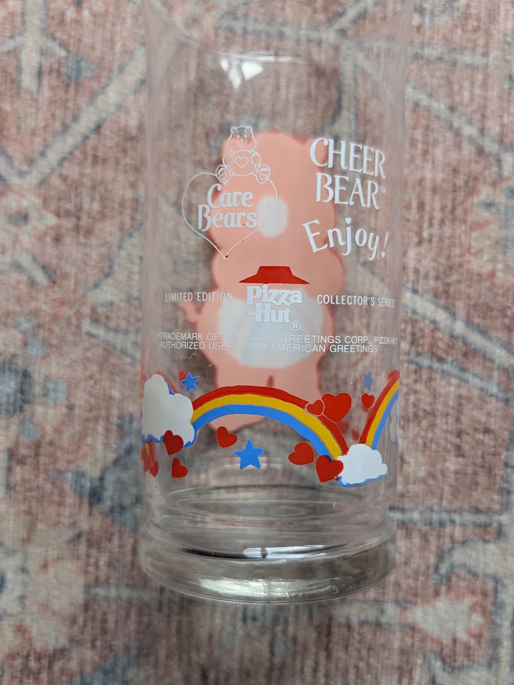 Vintage Care Bears Cheer Bear Glass Cup